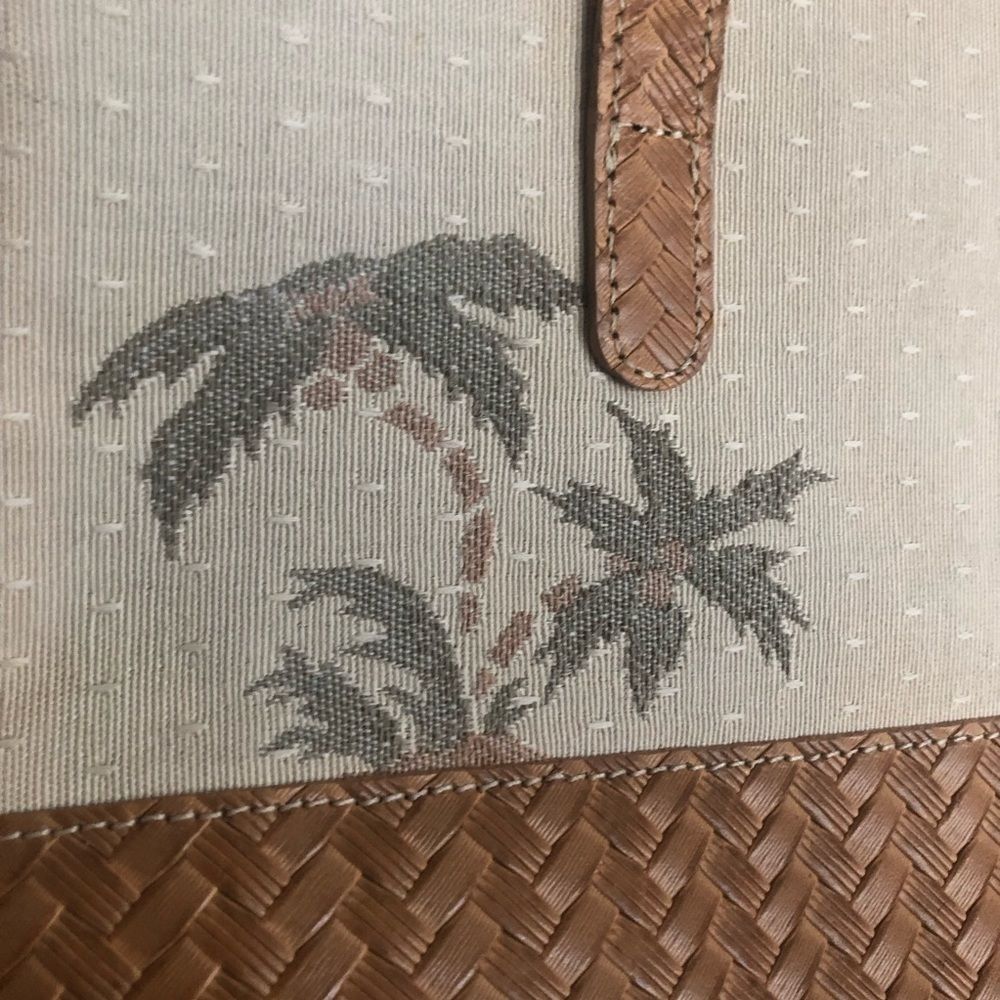 Vintage Brahmin Tropical Palm Tree Woven Shoulder Bag Tote - Picture 5 of 9